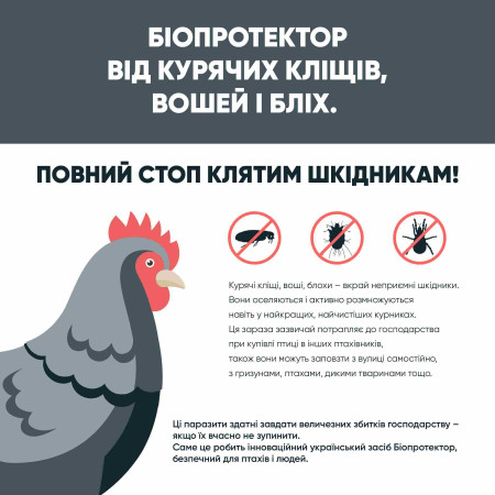 Біопротектор 15 мл від курячих бліх, кліщів та вошей